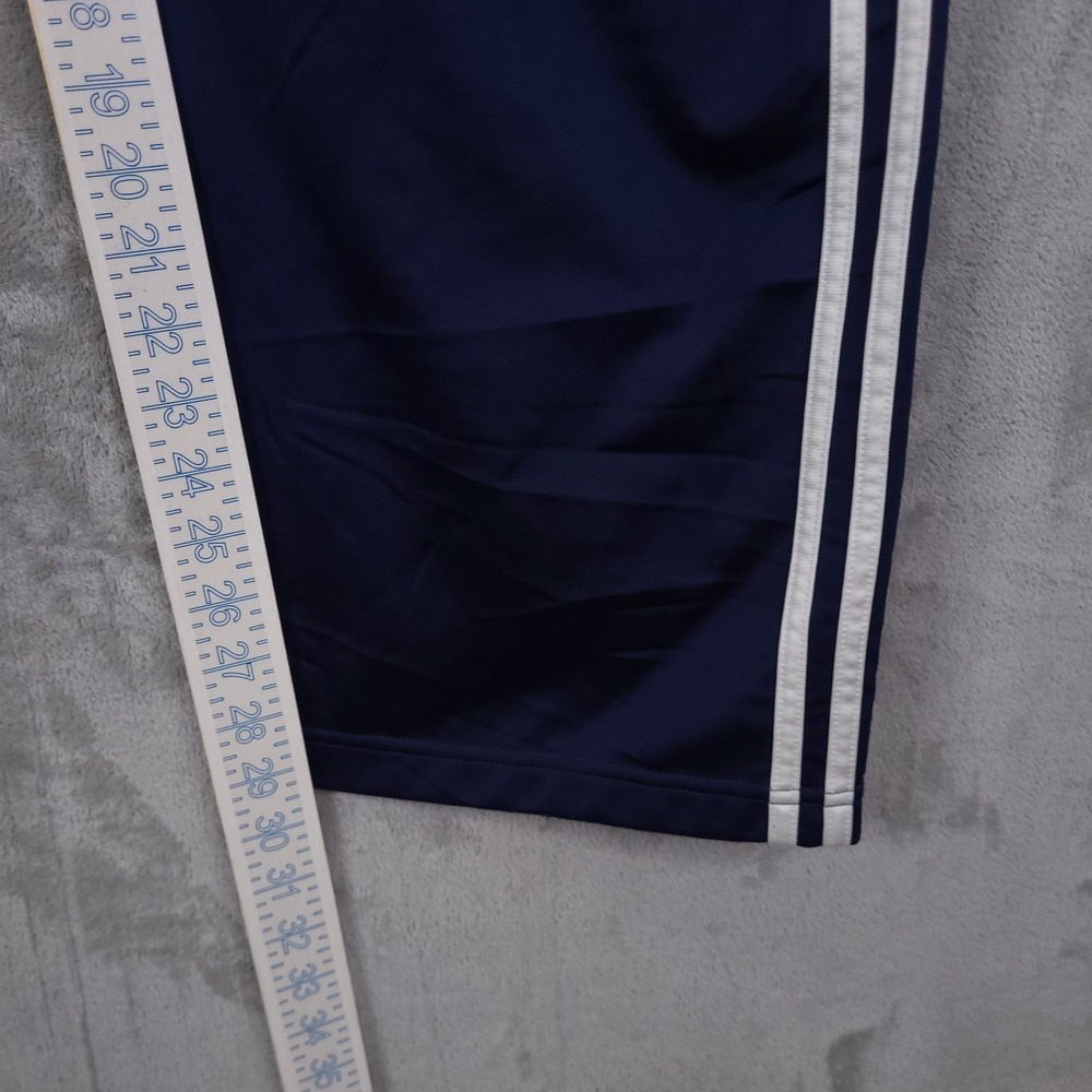 Vintage Adidas Track Pants Navy Blue Sz L Snap Button Sides Stripes Athletic Y2K - Picture 7 of 16